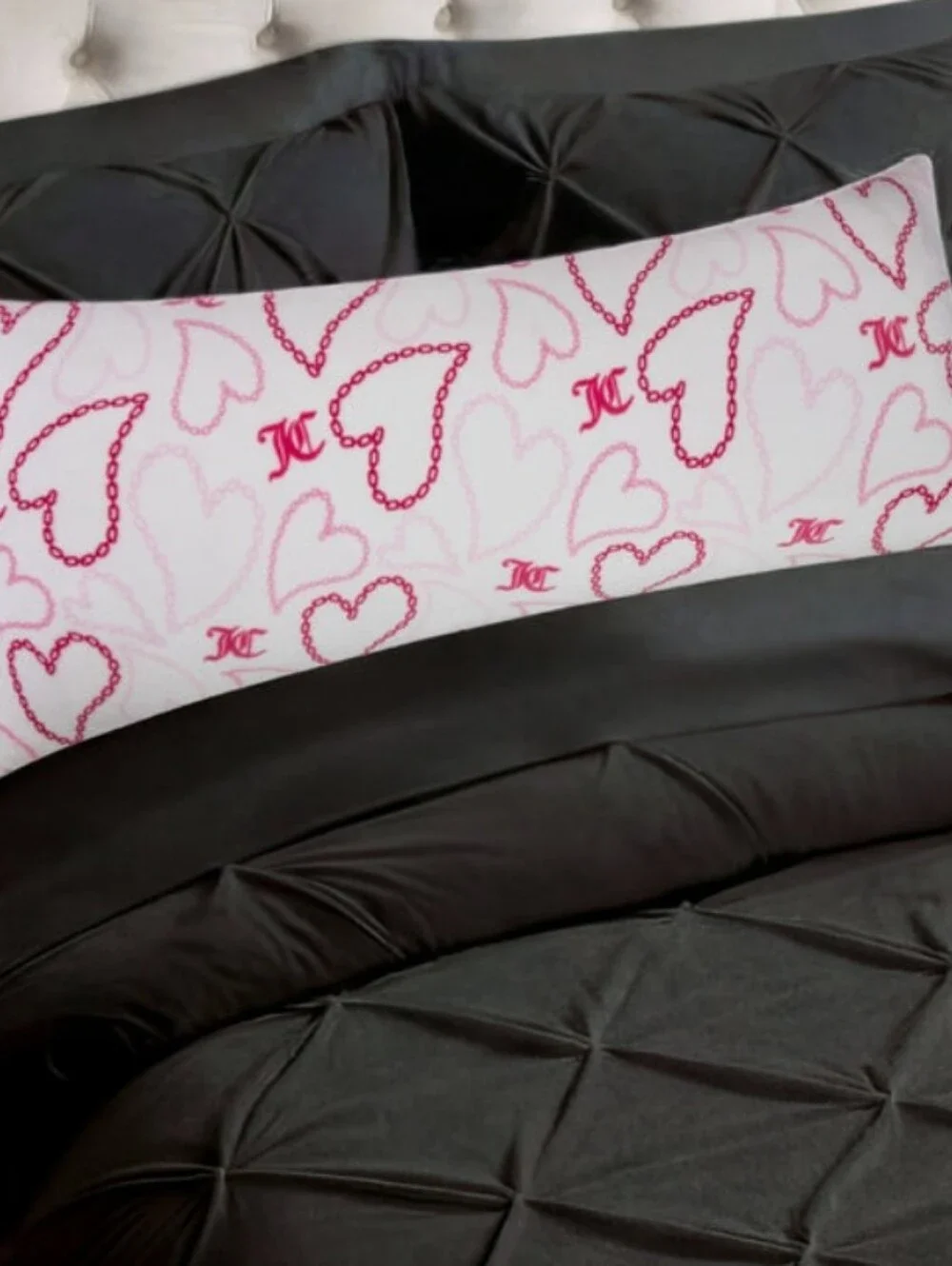 Juicy Couture Home Decorative Chain Heart Print Plush Body Pillow